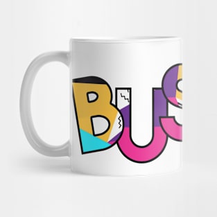 bussin' gen z meme phrase 80's pattern Mug